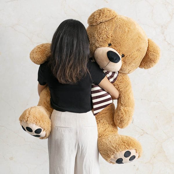 Giant Teddy Bear Wilson w Striped Bow Brown (115cmHT/80cmST)