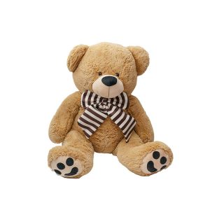 Extra Large Teddy Bear Wilson w Striped Bow Brown (90cmHT/60cmST)